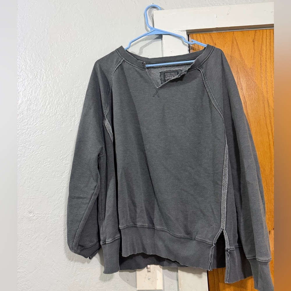 American Eagle Outfitters Charcoal V-Neck Sweater
